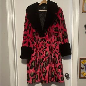 Maeve by Anthropologie Pink and Black Leopard Print Jacket
